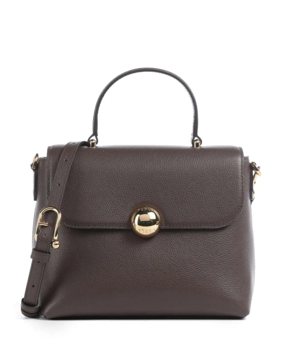 Moonlight S Handtasche genarbtes Leder dunkelbraun