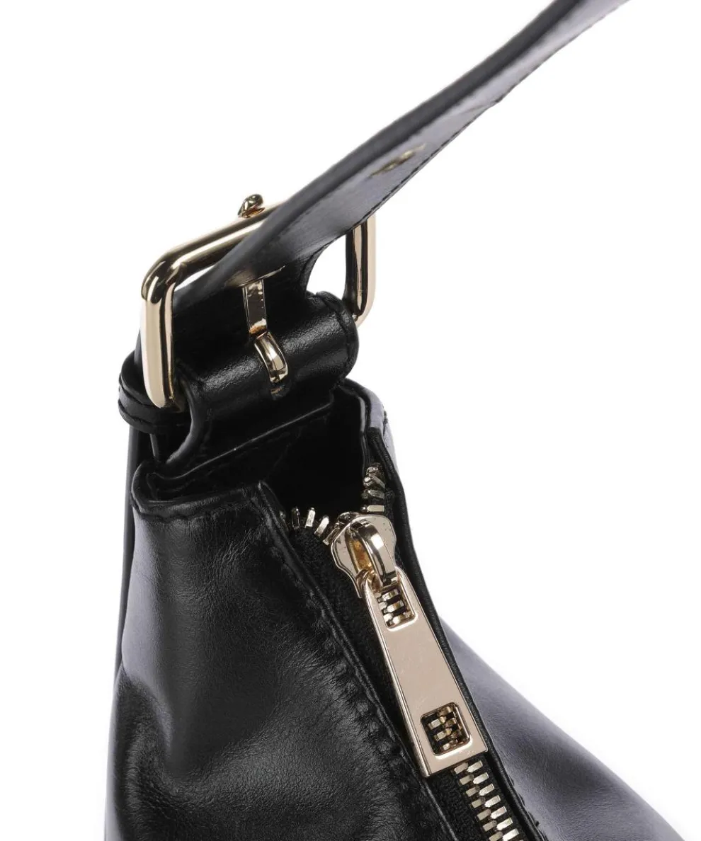 Italian Leather Rio Buckle Beuteltasche fein genarbtes Leder schwarz