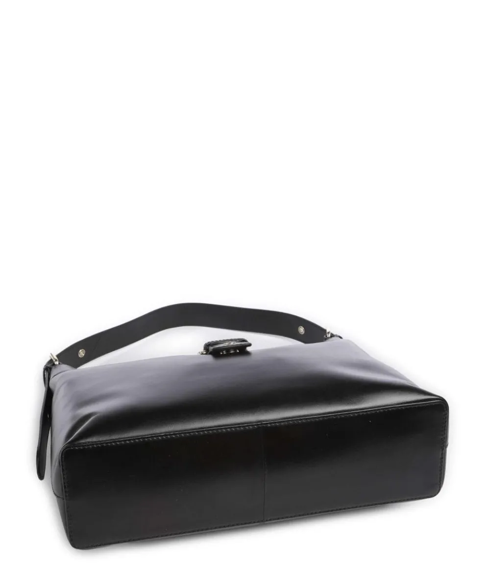 Italian Leather Rio Buckle Beuteltasche fein genarbtes Leder schwarz