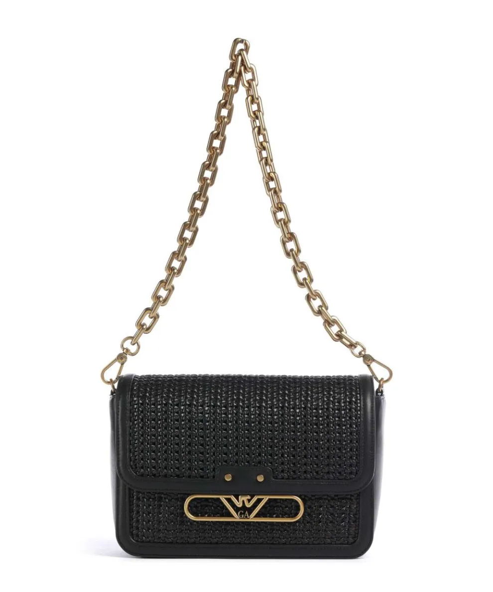 Hera Schultertasche Rindsleder, Lederimitat schwarz