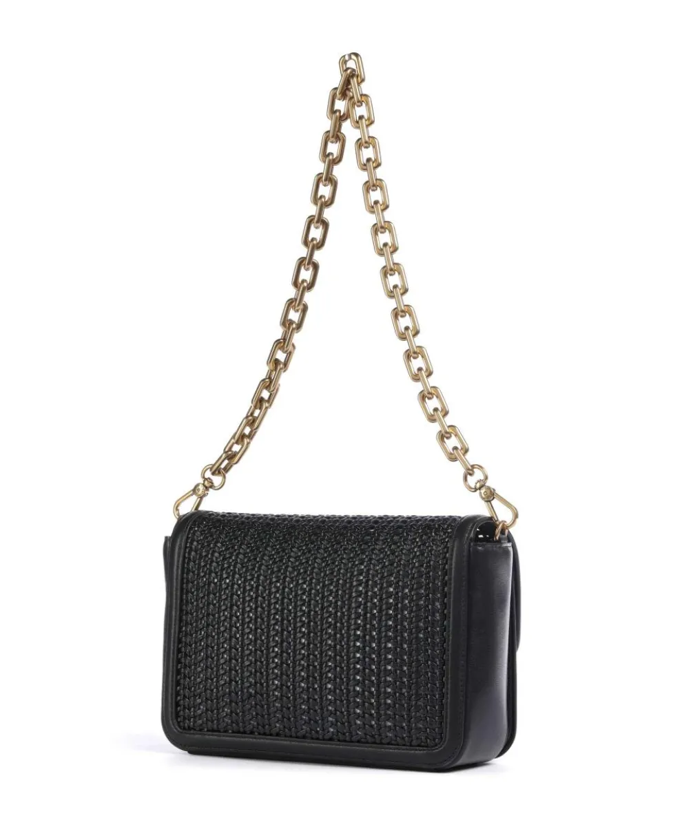 Hera Schultertasche Rindsleder, Lederimitat schwarz