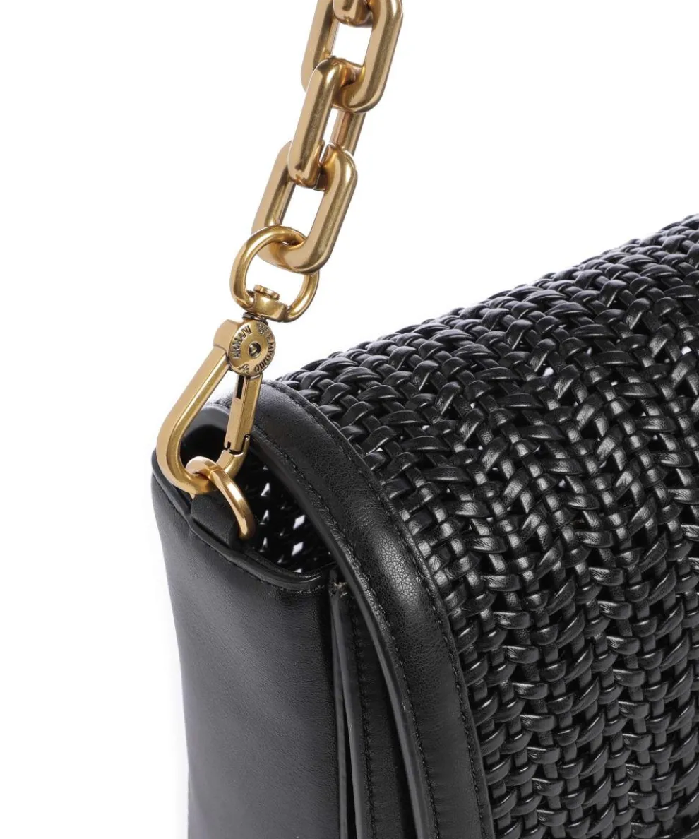 Hera Schultertasche Rindsleder, Lederimitat schwarz