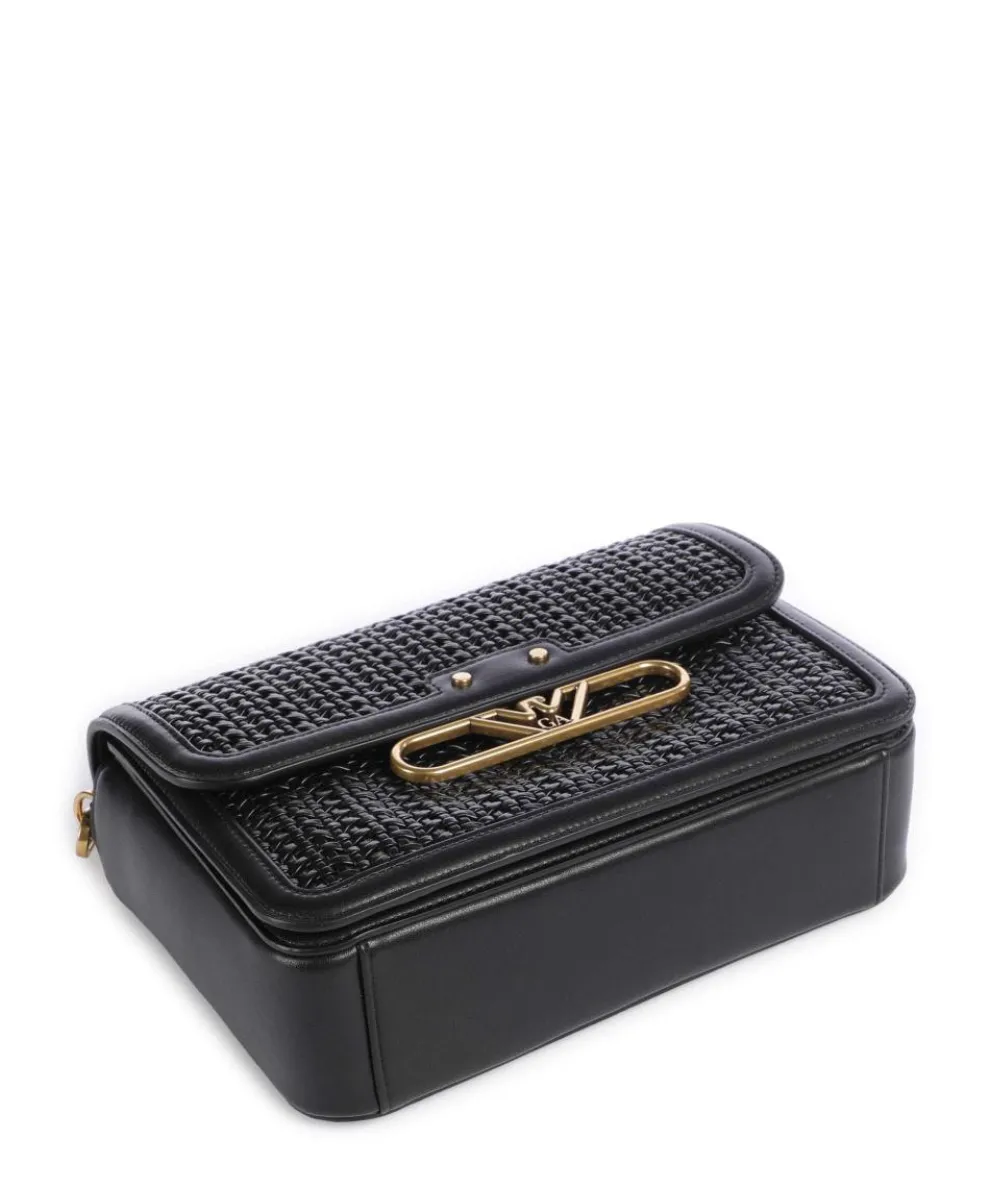 Hera Schultertasche Rindsleder, Lederimitat schwarz