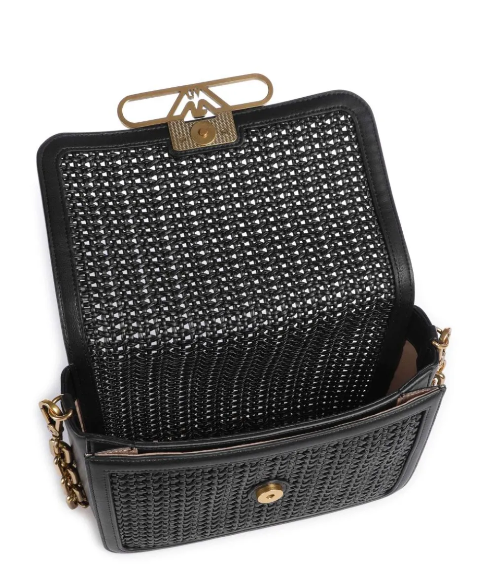 Hera Schultertasche Rindsleder, Lederimitat schwarz