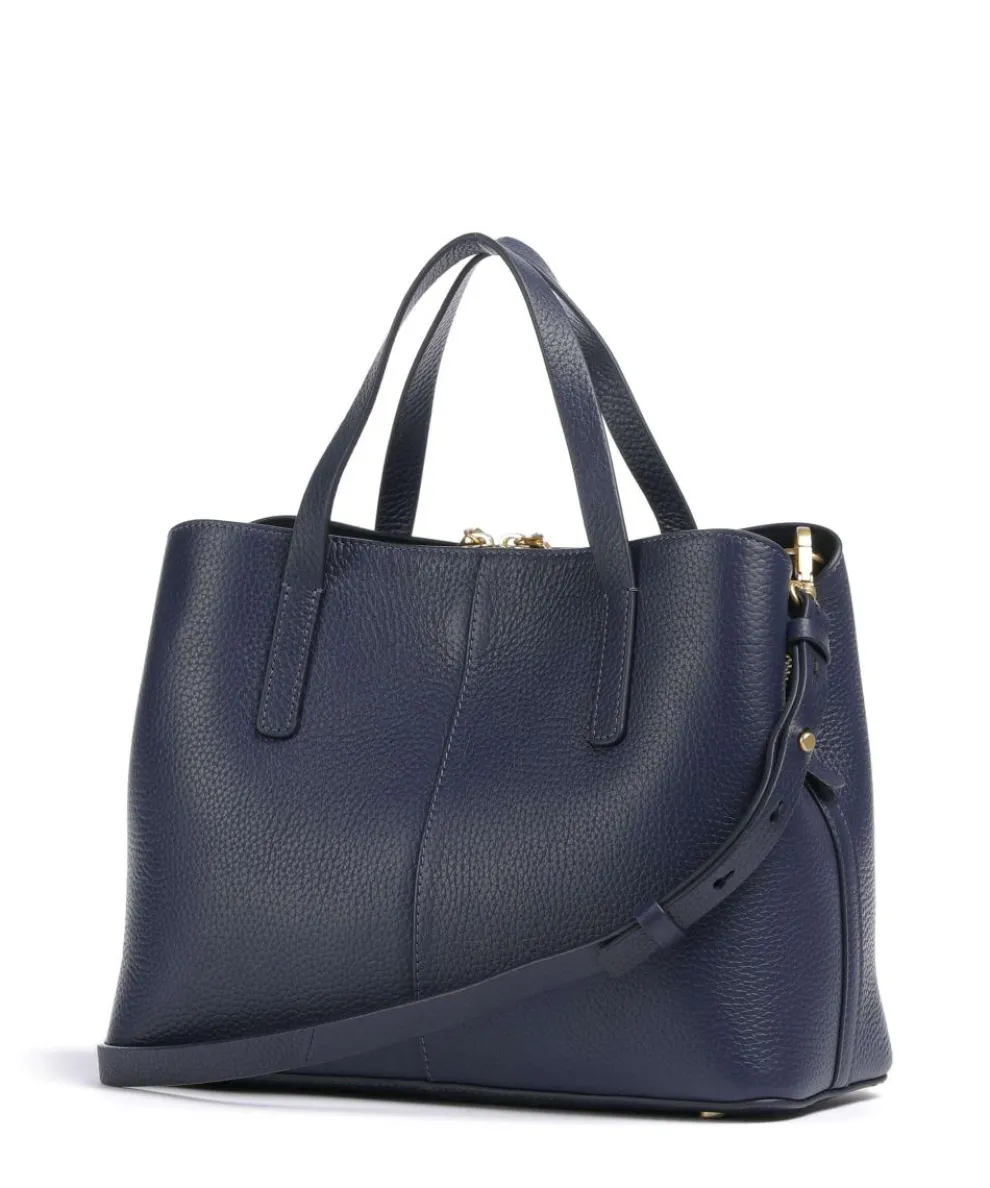 Dukes Place Handtasche genarbtes Leder dunkelblau
