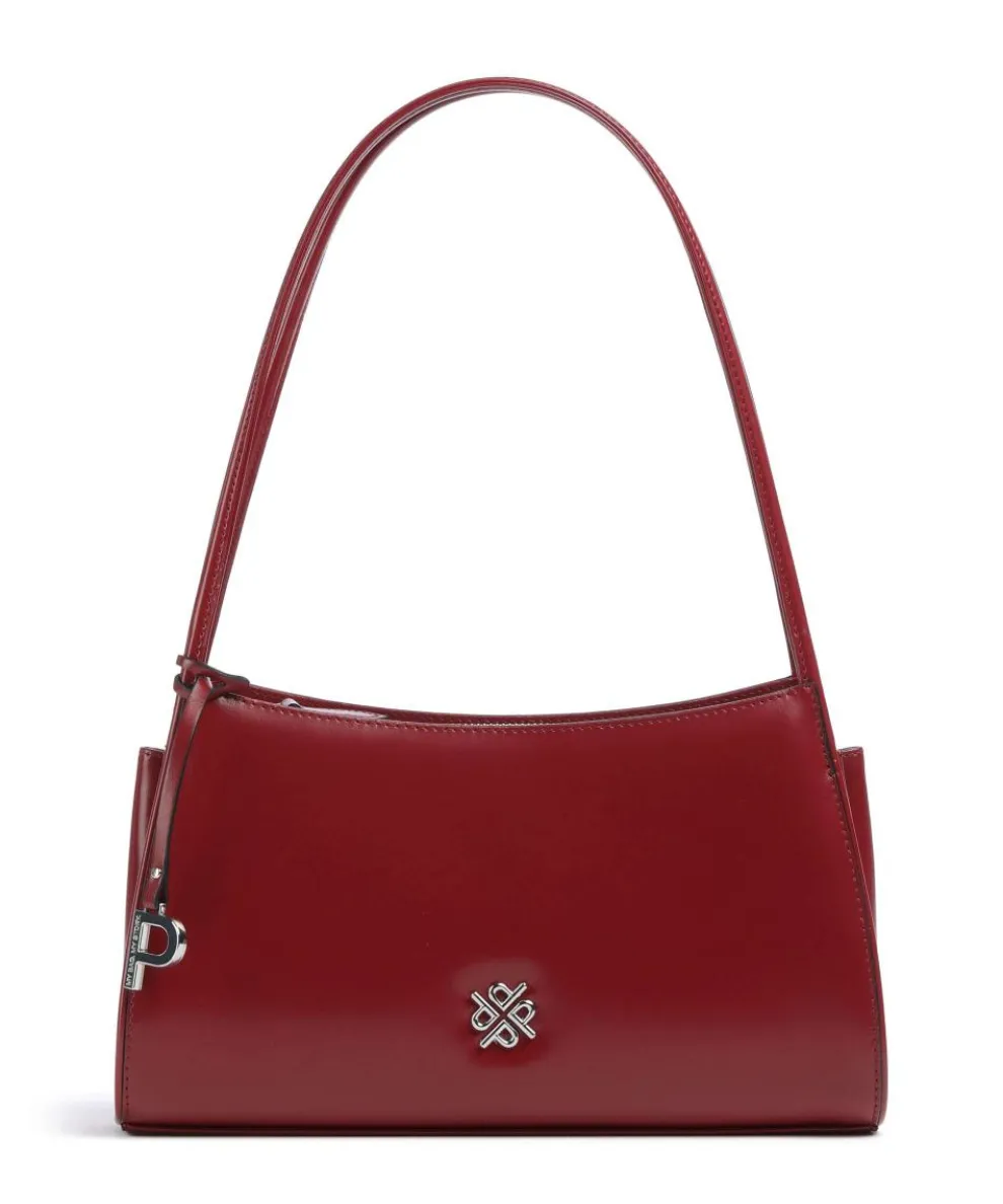 Black Tie Schultertasche glattes Rindsleder dunkelrot