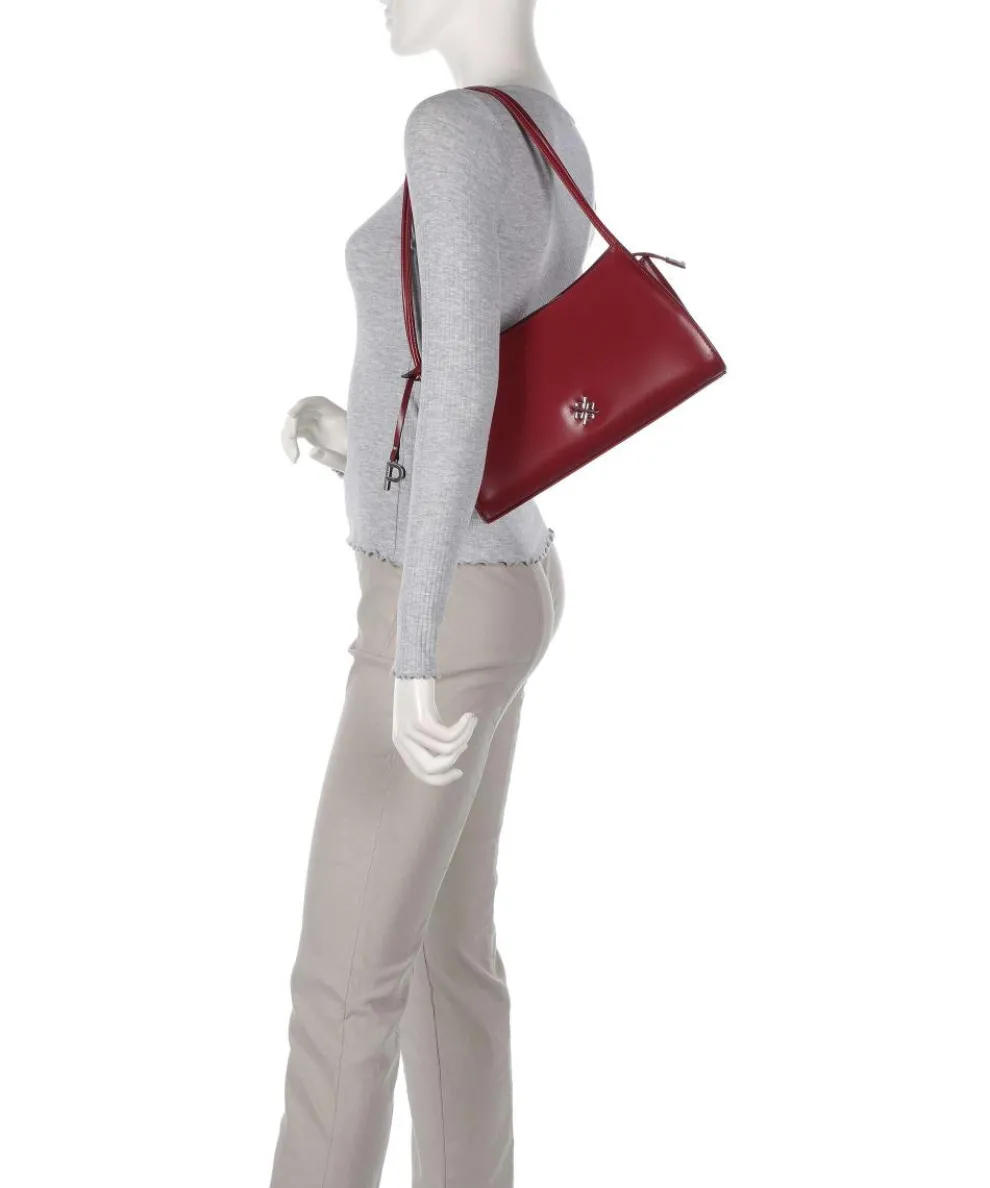 Black Tie Schultertasche glattes Rindsleder dunkelrot