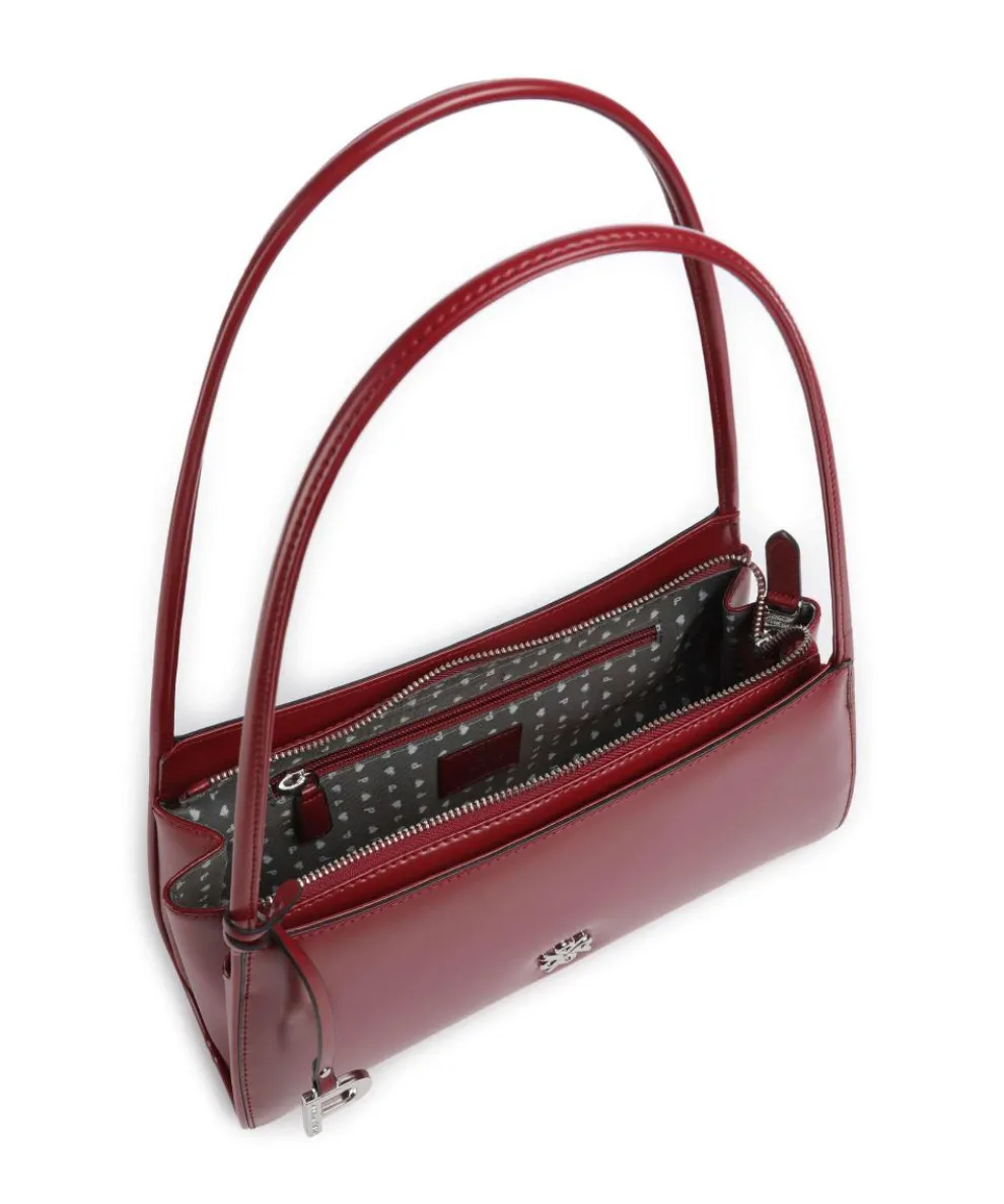 Black Tie Schultertasche glattes Rindsleder dunkelrot