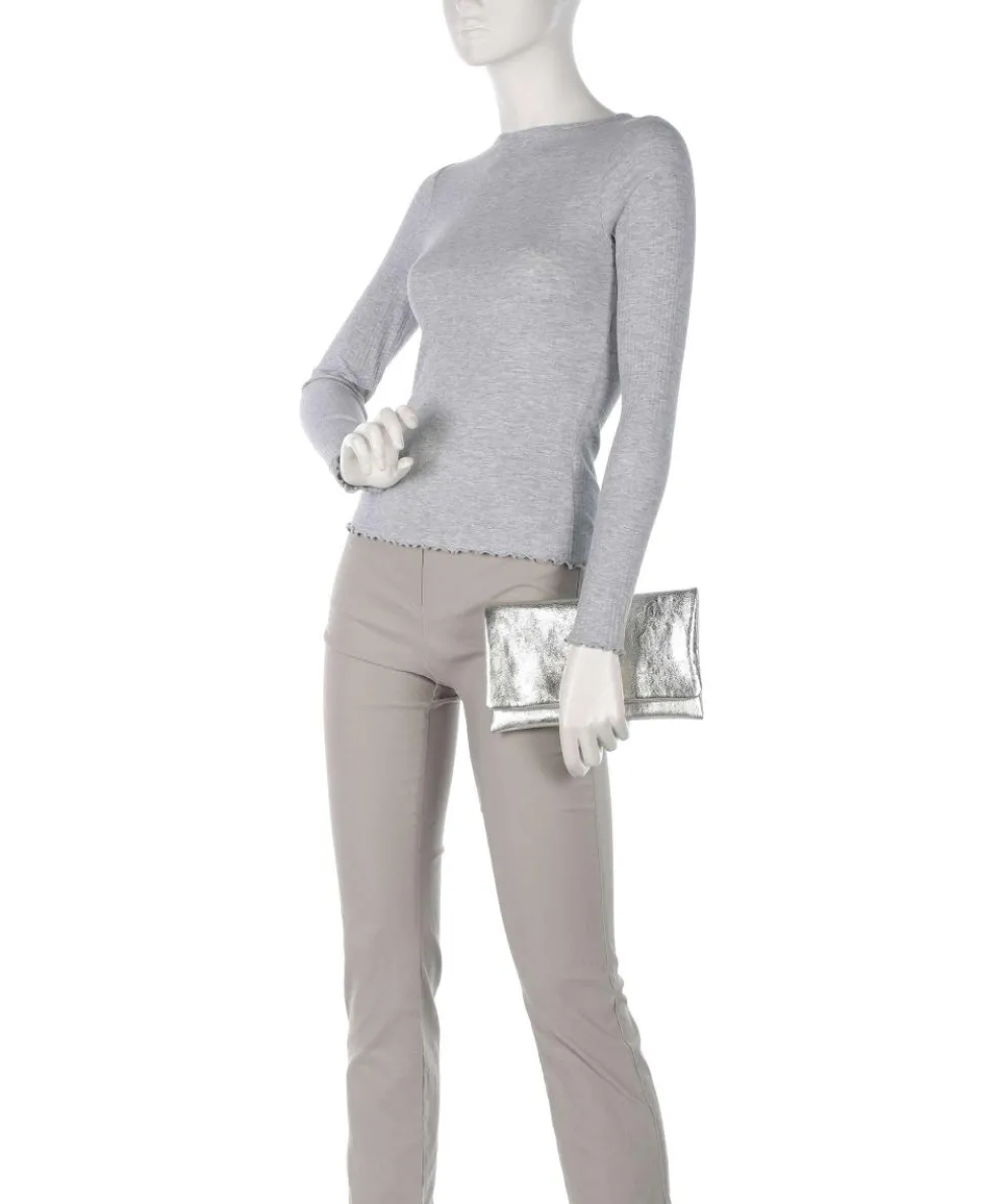 Mimosa Strass Clutch genarbtes Leder gold