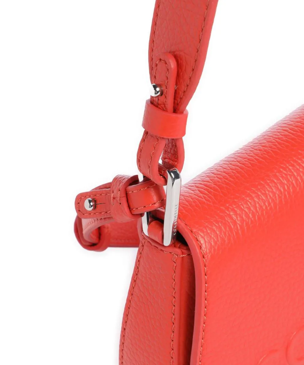 Myrtha Maxi Logo Schultertasche genarbtes Leder orange