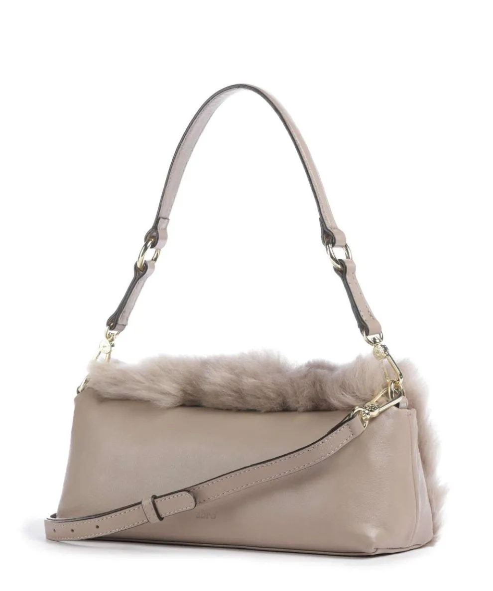 Shearling Mila Schultertasche fein genarbtes Leder hellgrau