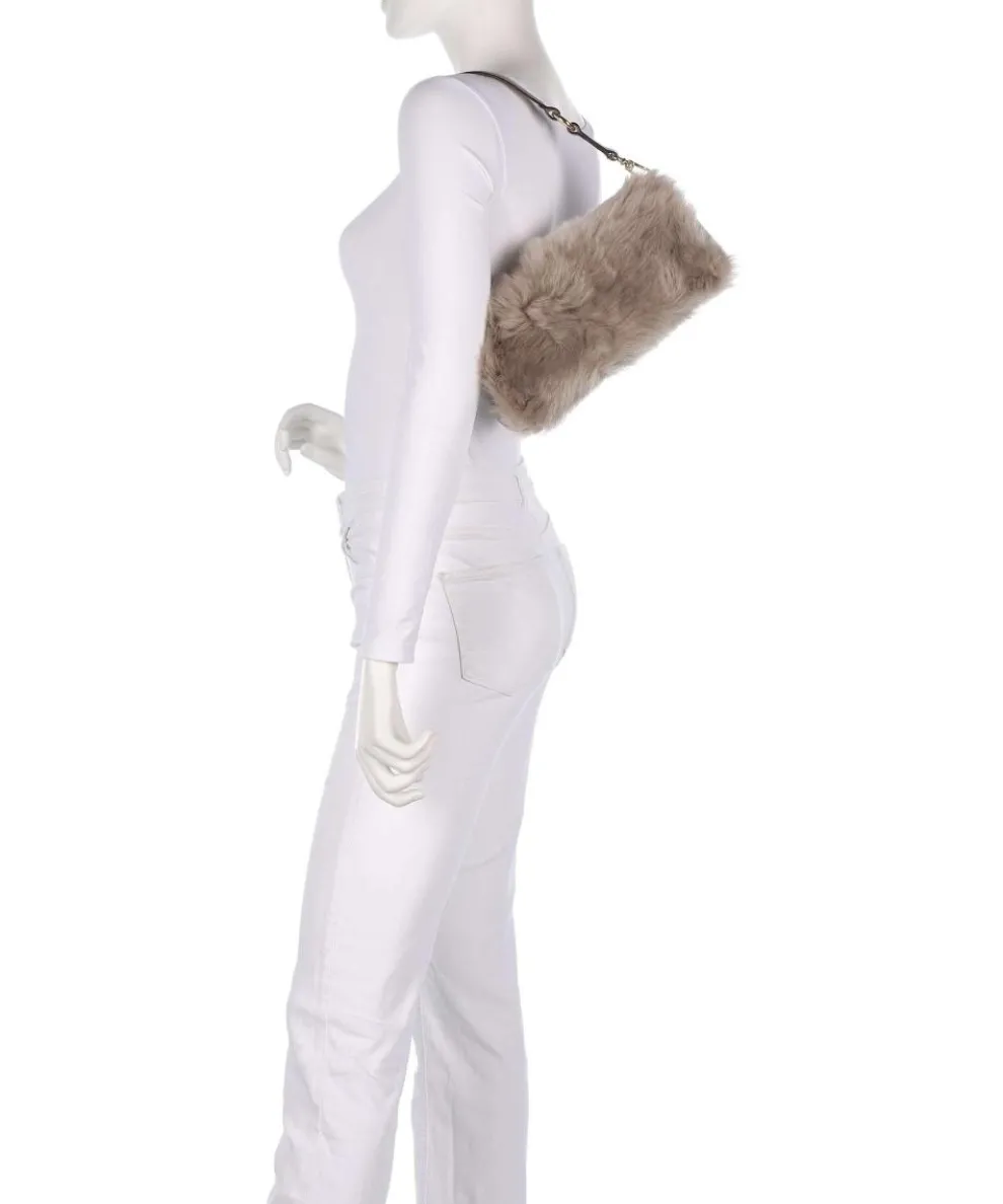 Shearling Mila Schultertasche fein genarbtes Leder hellgrau