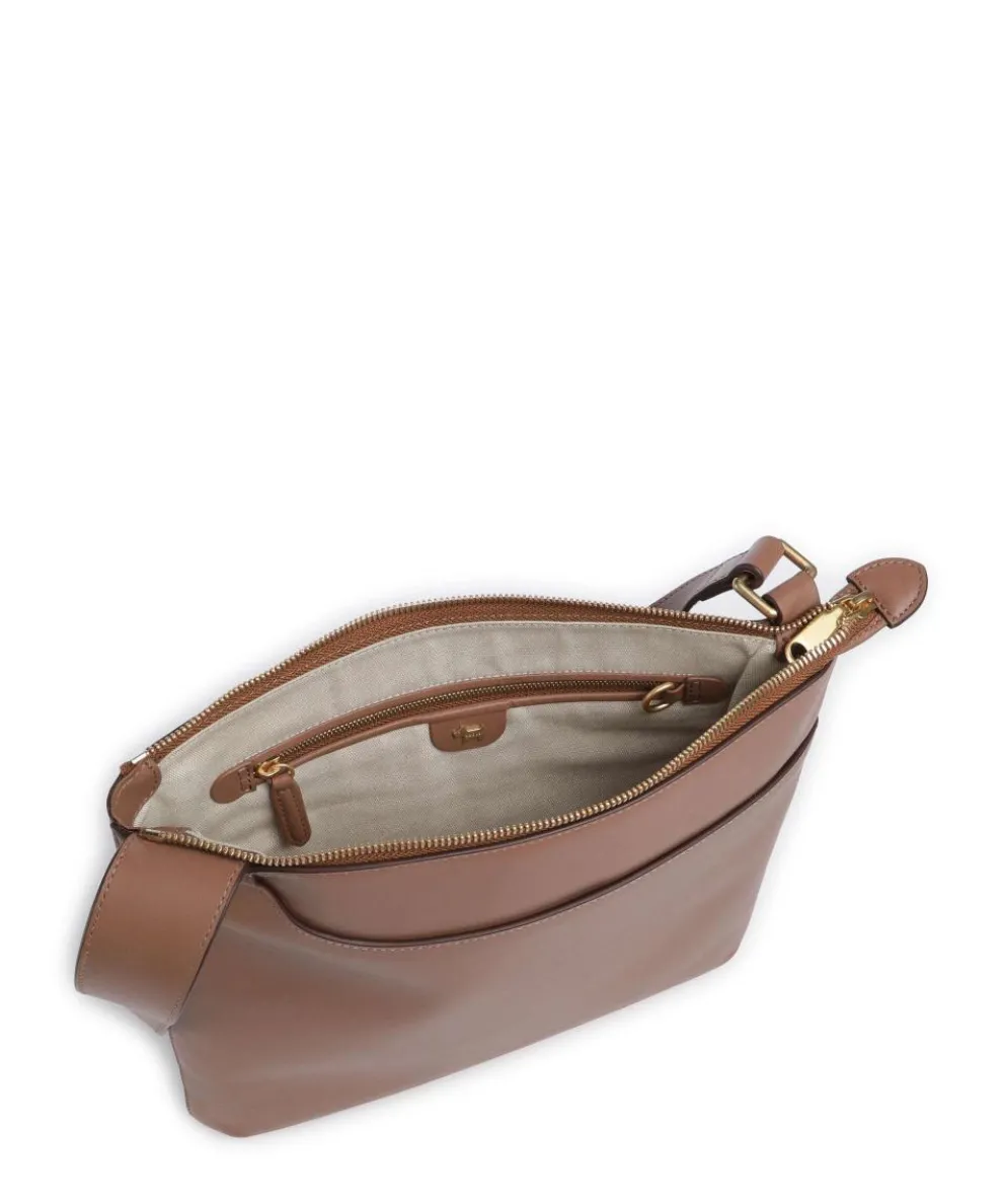 Pockets Large Umhängetasche fein genarbtes Leder braun