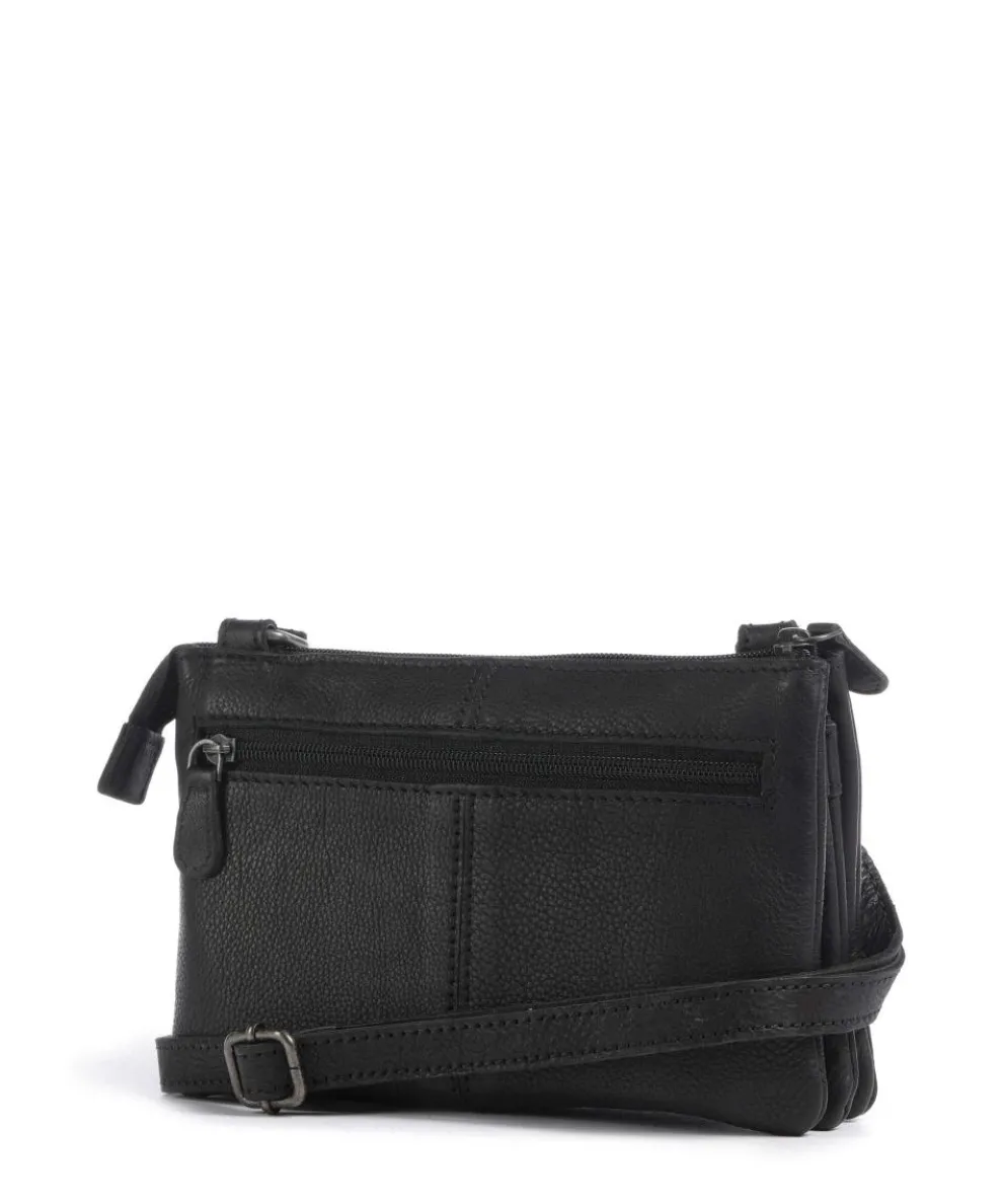 Washed Waxed Cow Osaka Umhängetasche genarbtes Rindsleder schwarz