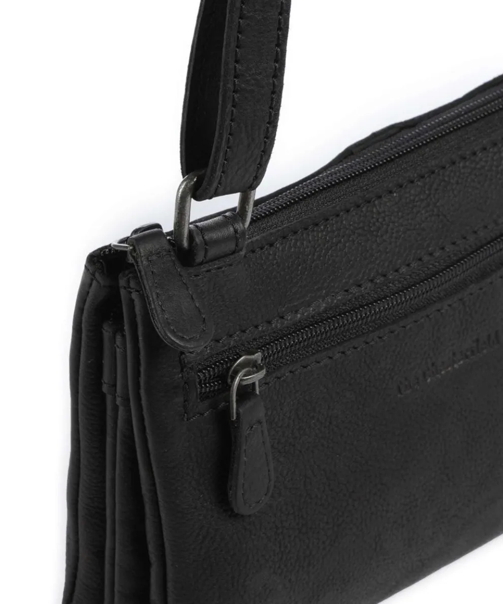 Washed Waxed Cow Osaka Umhängetasche genarbtes Rindsleder schwarz