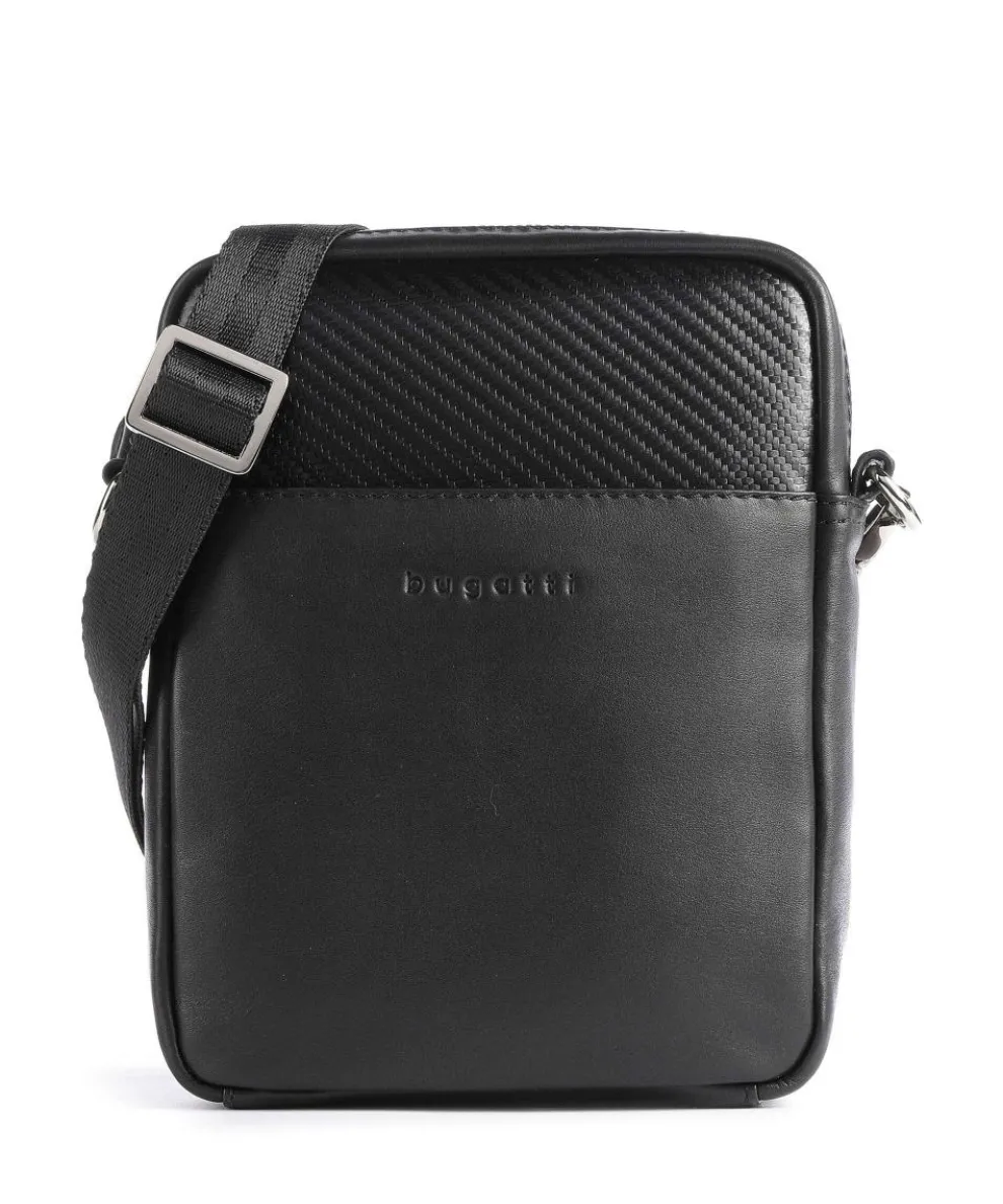 Comet Umhängetasche fein genarbtes Rindsleder schwarz