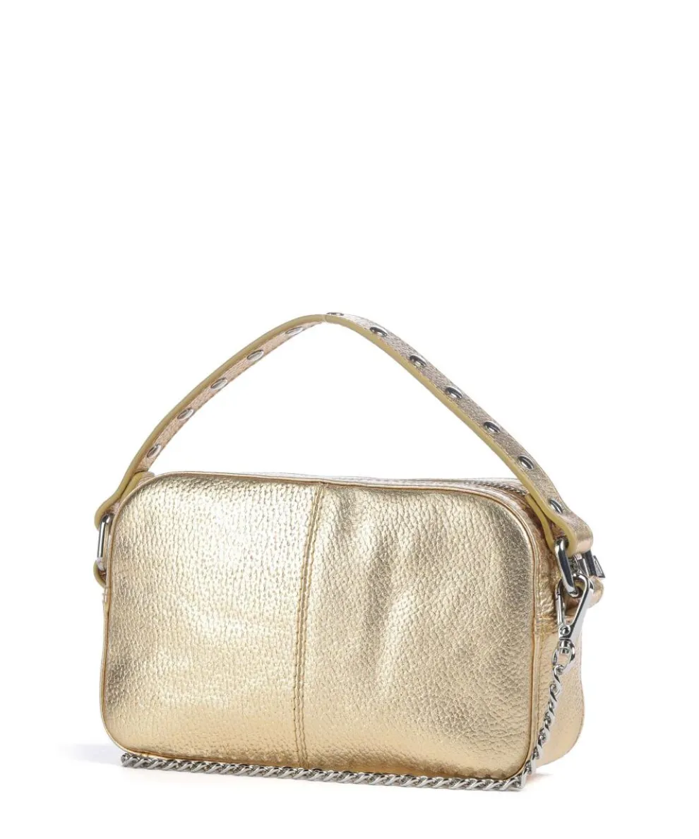 Metallic Helena Umhängetasche genarbtes Leder gold