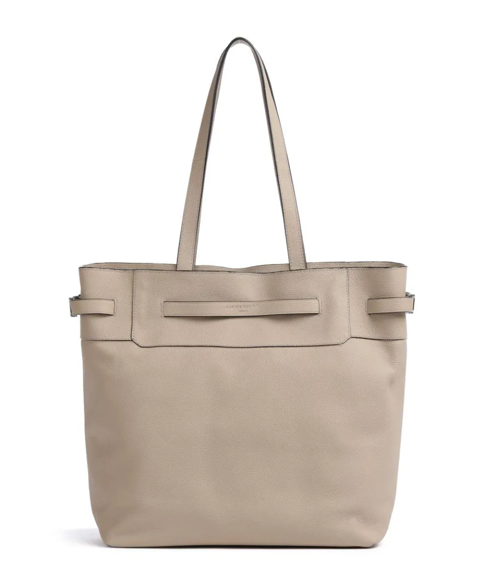 Lora Small Pebble L Shopper genarbtes Leder beige
