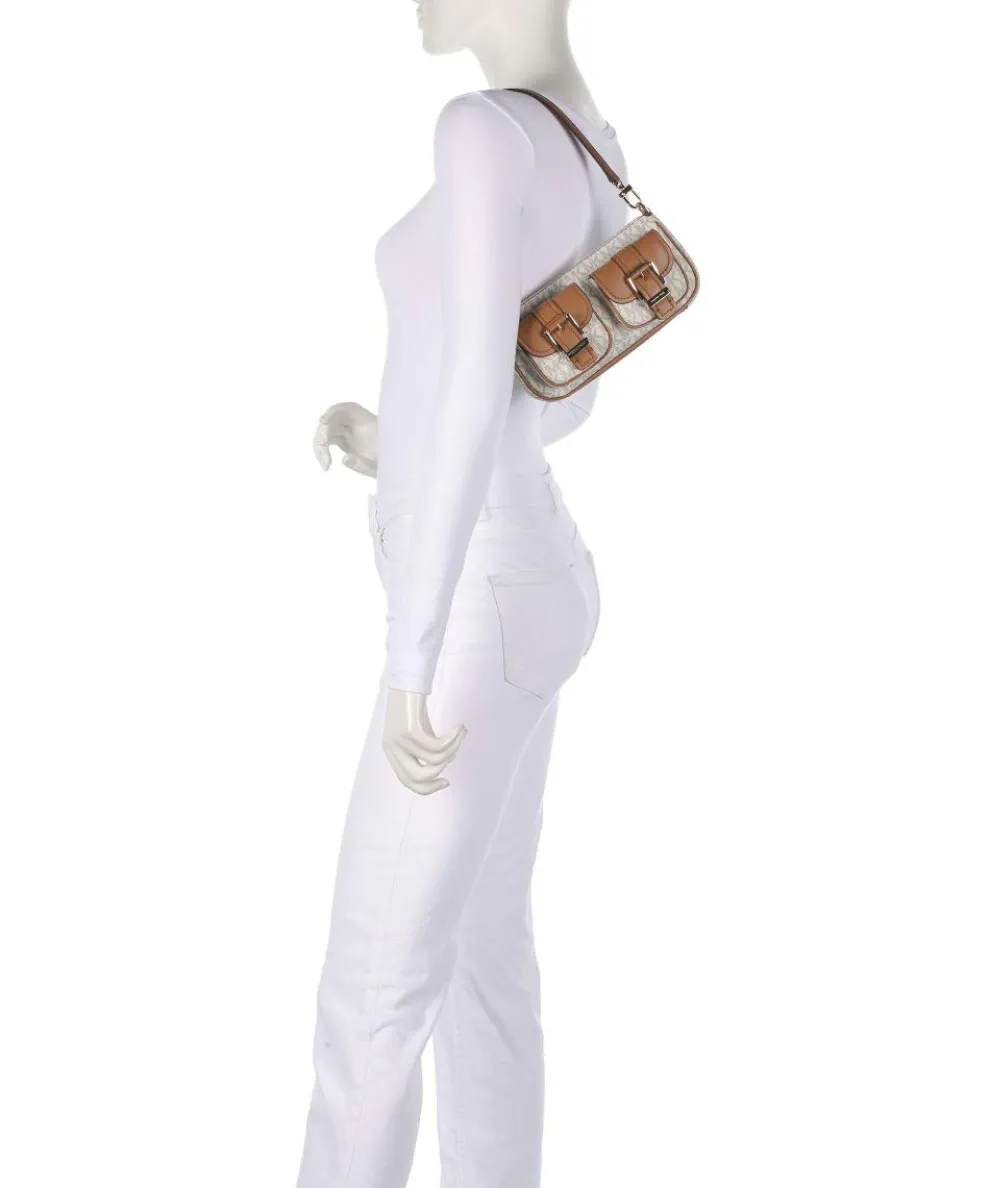 Zoe Schultertasche Lederimitat elfenbein/braun