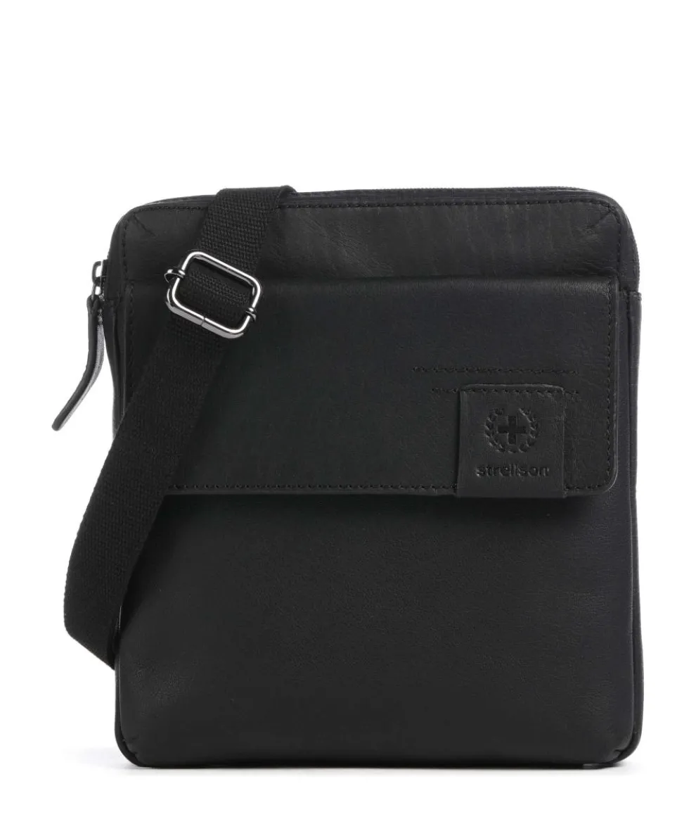 Hyde Park Umhängetasche genarbtes Rindsleder schwarz