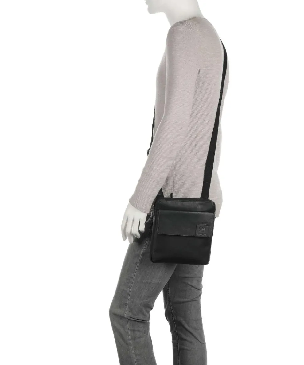 Hyde Park Umhängetasche genarbtes Rindsleder schwarz