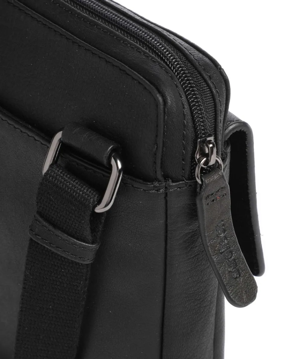 Hyde Park Umhängetasche genarbtes Rindsleder schwarz
