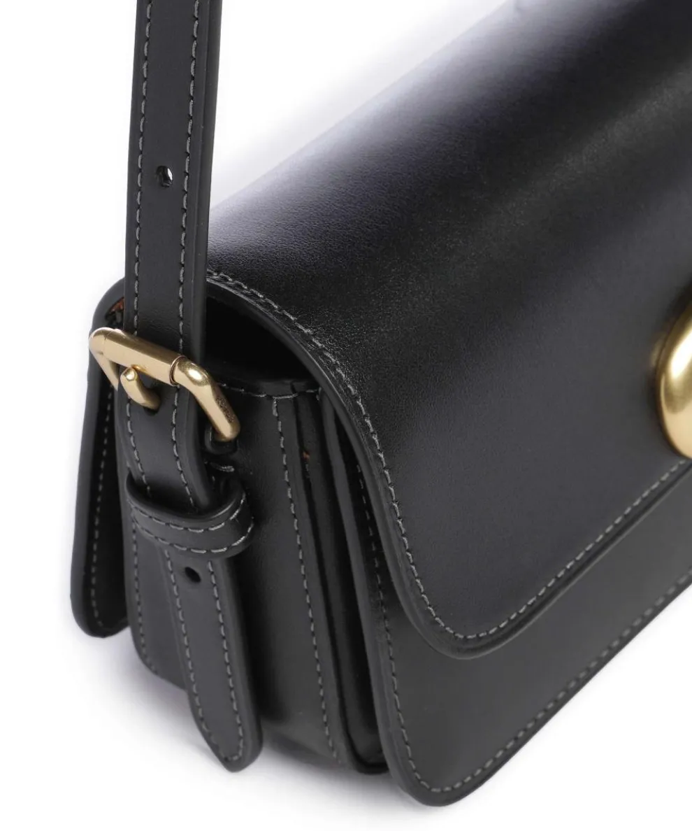 Zoe Schultertasche fein genarbtes Rindsleder schwarz