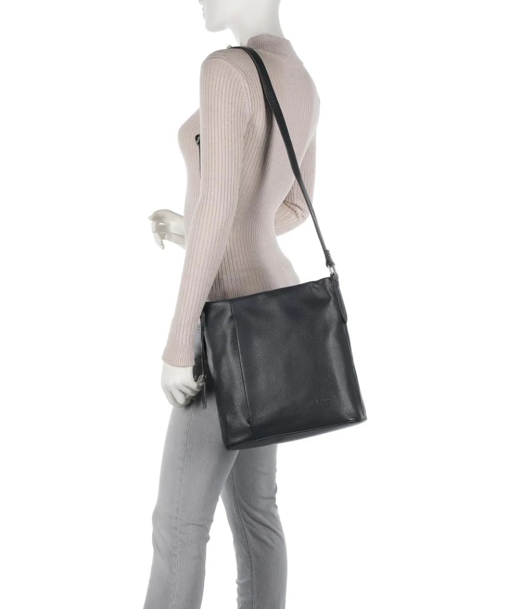 Pure Schultertasche genarbtes Rindsleder navy