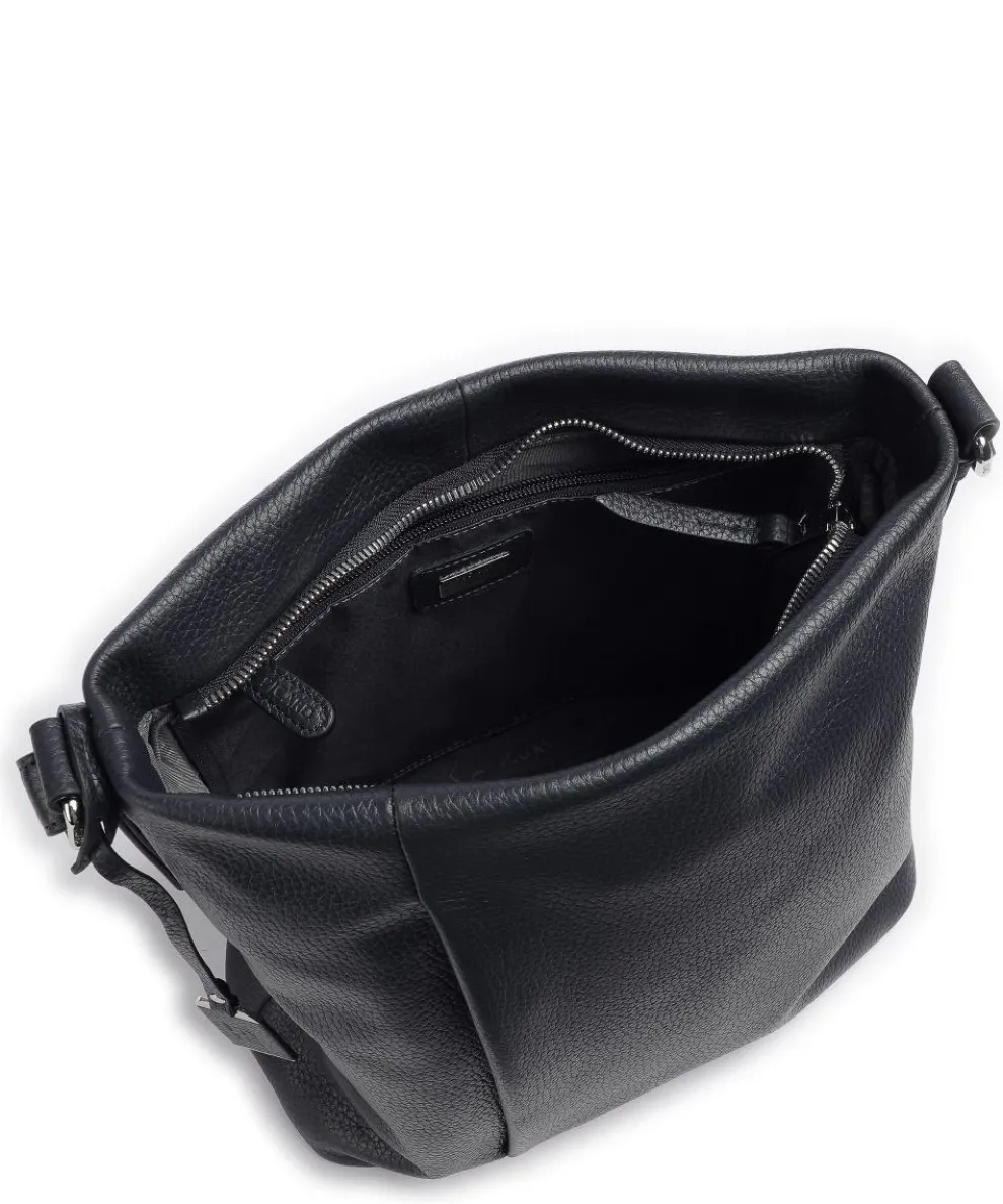 Pure Schultertasche genarbtes Rindsleder navy