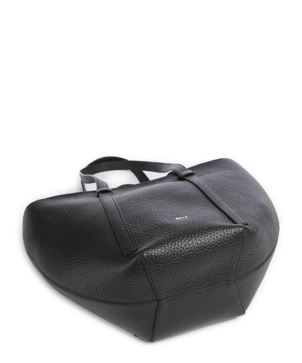 Tekla Cosmo Medium Shopper genarbtes Leder schwarz