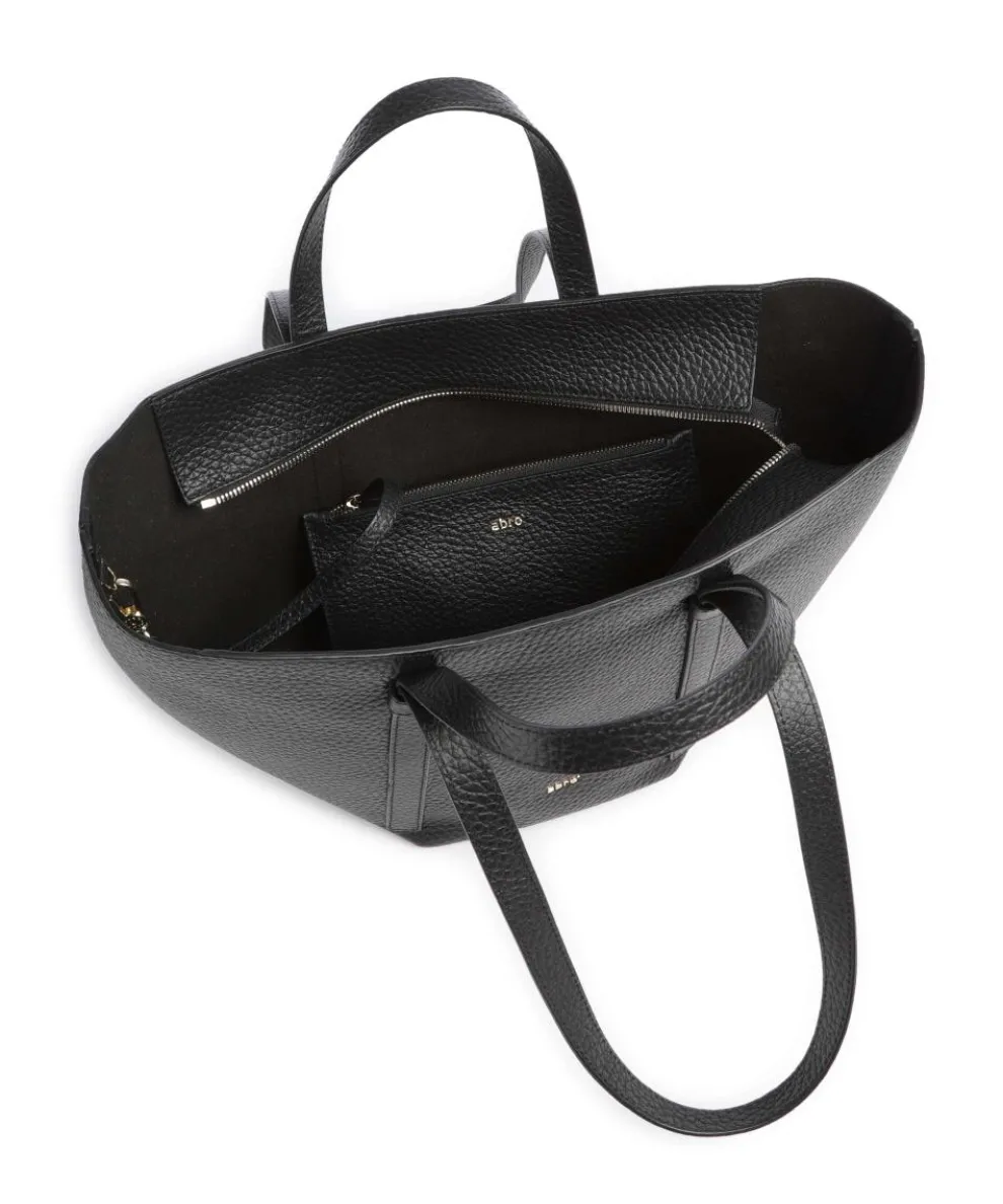 Tekla Cosmo Medium Shopper genarbtes Leder schwarz