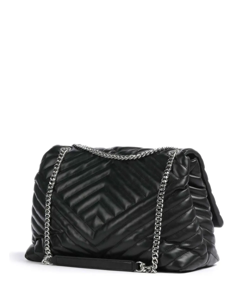 Schultertasche Lederimitat schwarz