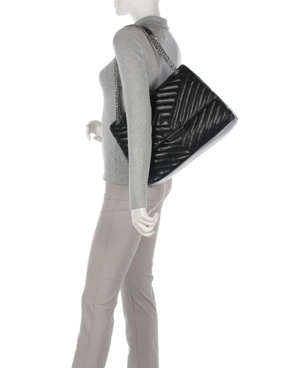 Schultertasche Lederimitat schwarz