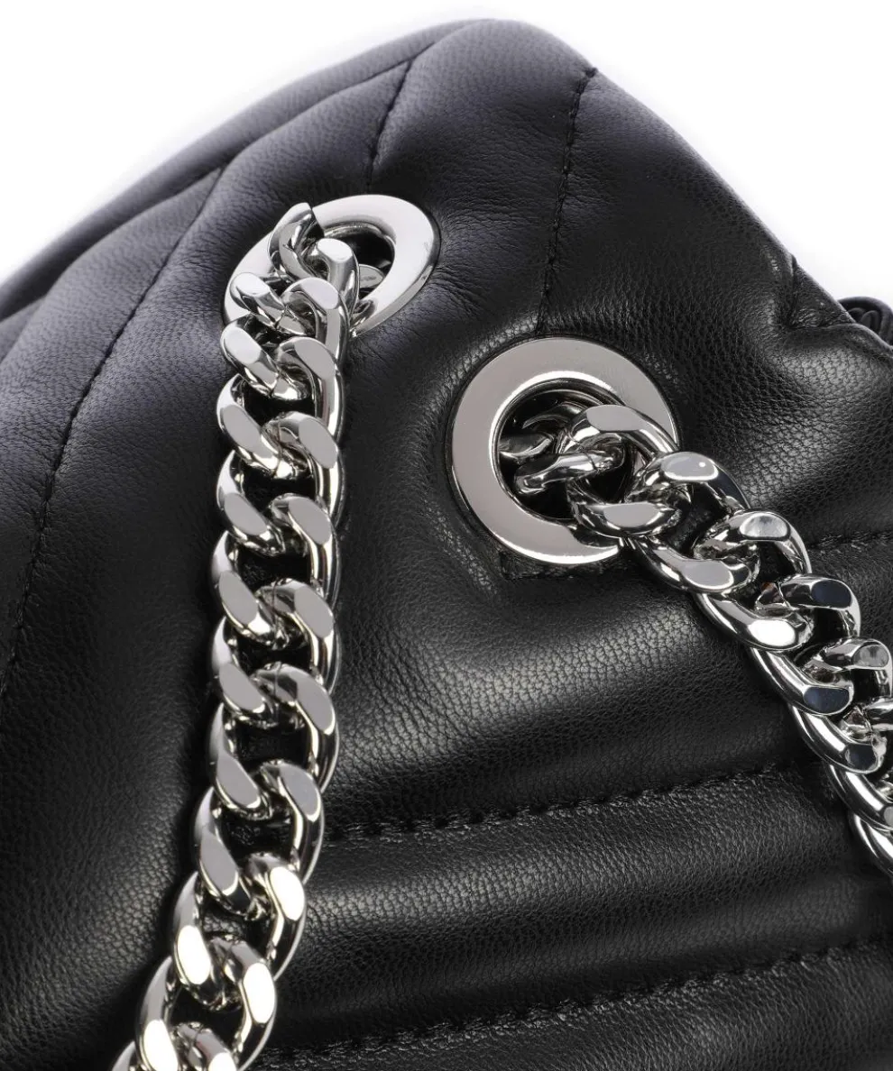 Schultertasche Lederimitat schwarz