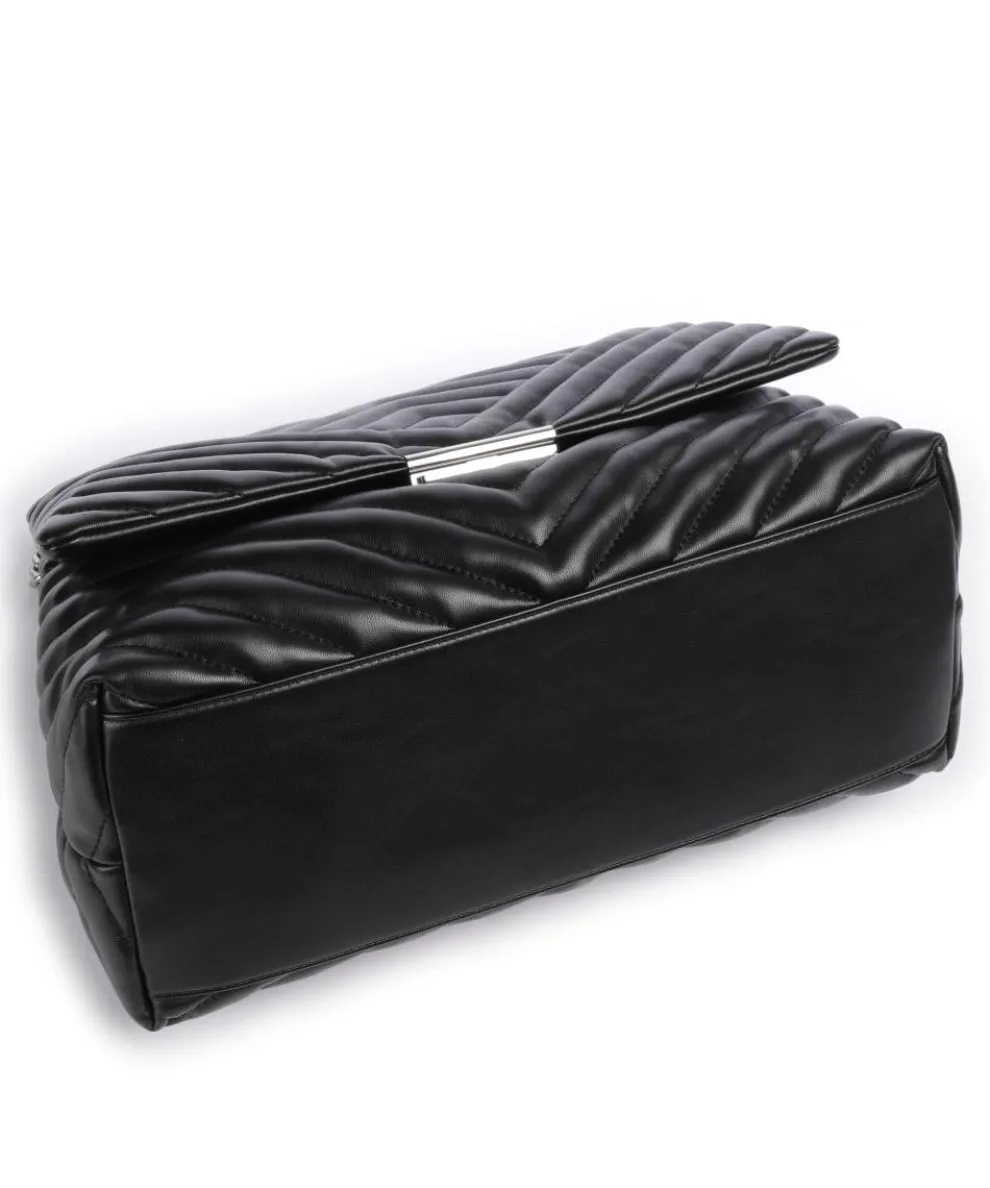 Schultertasche Lederimitat schwarz