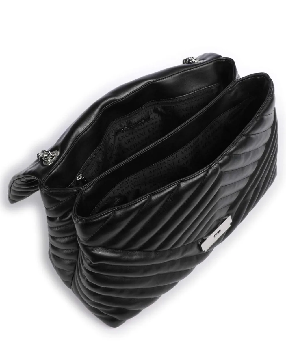 Schultertasche Lederimitat schwarz