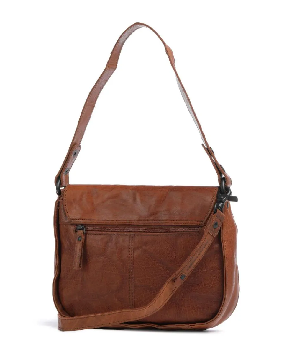 Bronco Yaris Schultertasche genarbtes Leder braun