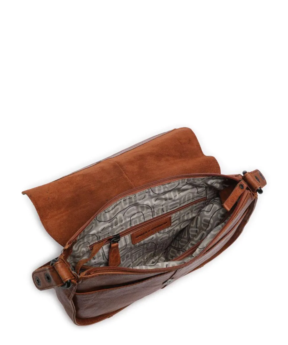 Bronco Yaris Schultertasche genarbtes Leder braun