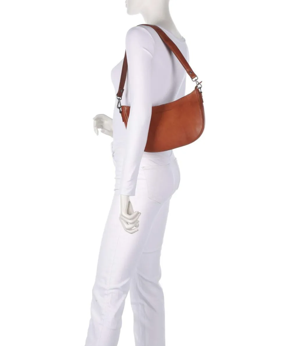 Novum Valentano Schultertasche fein genarbtes Rindsleder cognac