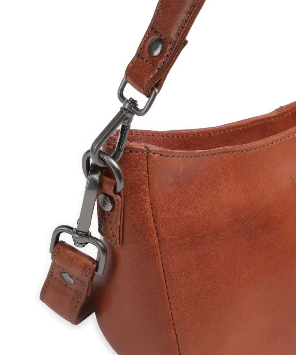 Novum Valentano Schultertasche fein genarbtes Rindsleder cognac