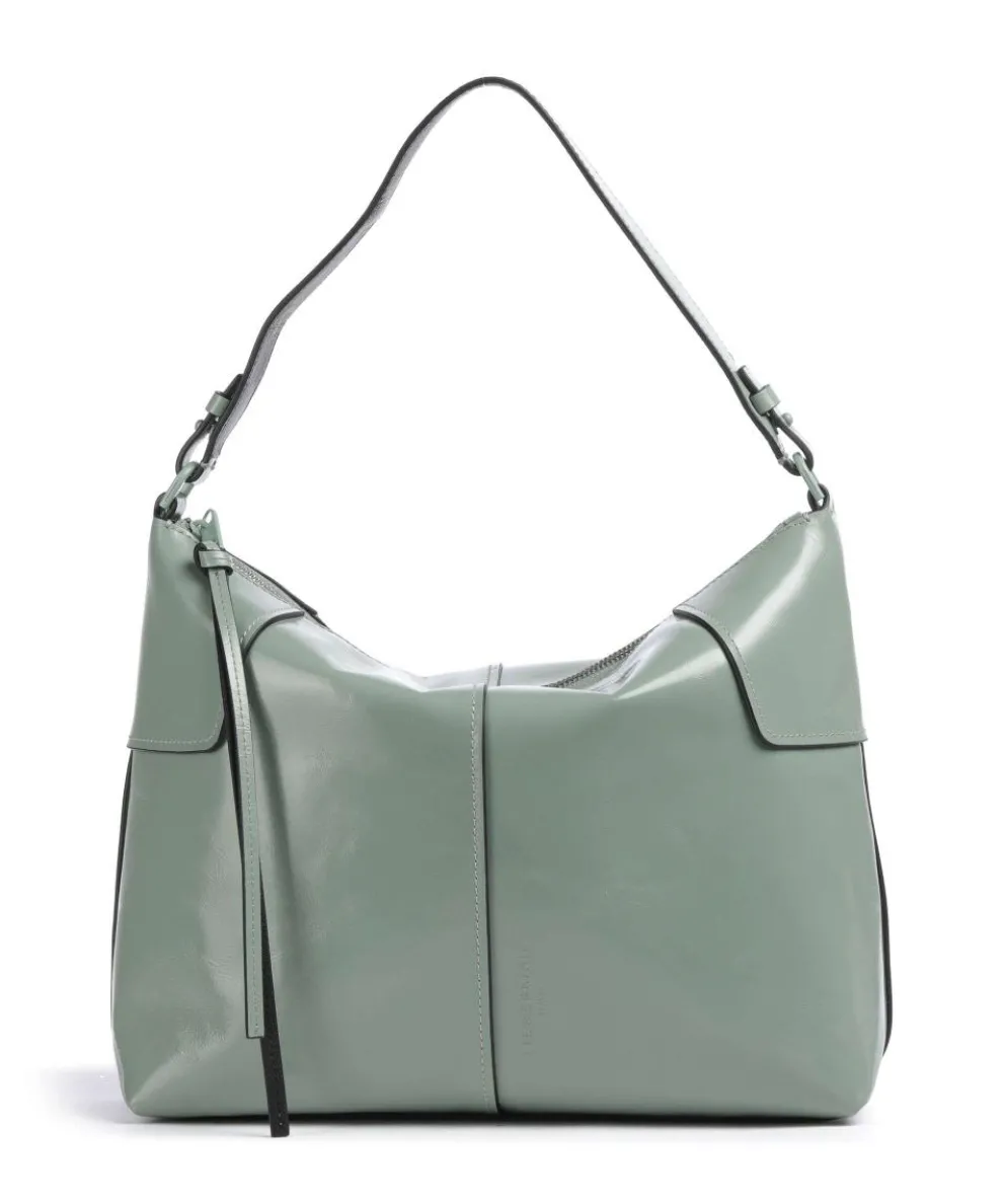 Mila Lack Distressed M Beuteltasche Rindsleder graugrün