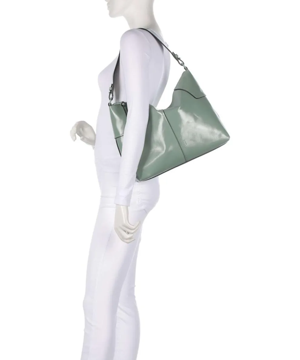 Mila Lack Distressed M Beuteltasche Rindsleder graugrün