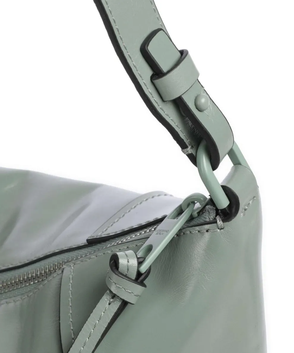 Mila Lack Distressed M Beuteltasche Rindsleder graugrün