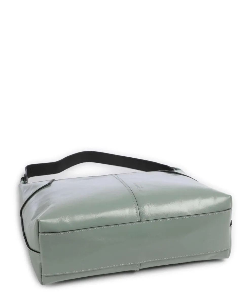 Mila Lack Distressed M Beuteltasche Rindsleder graugrün