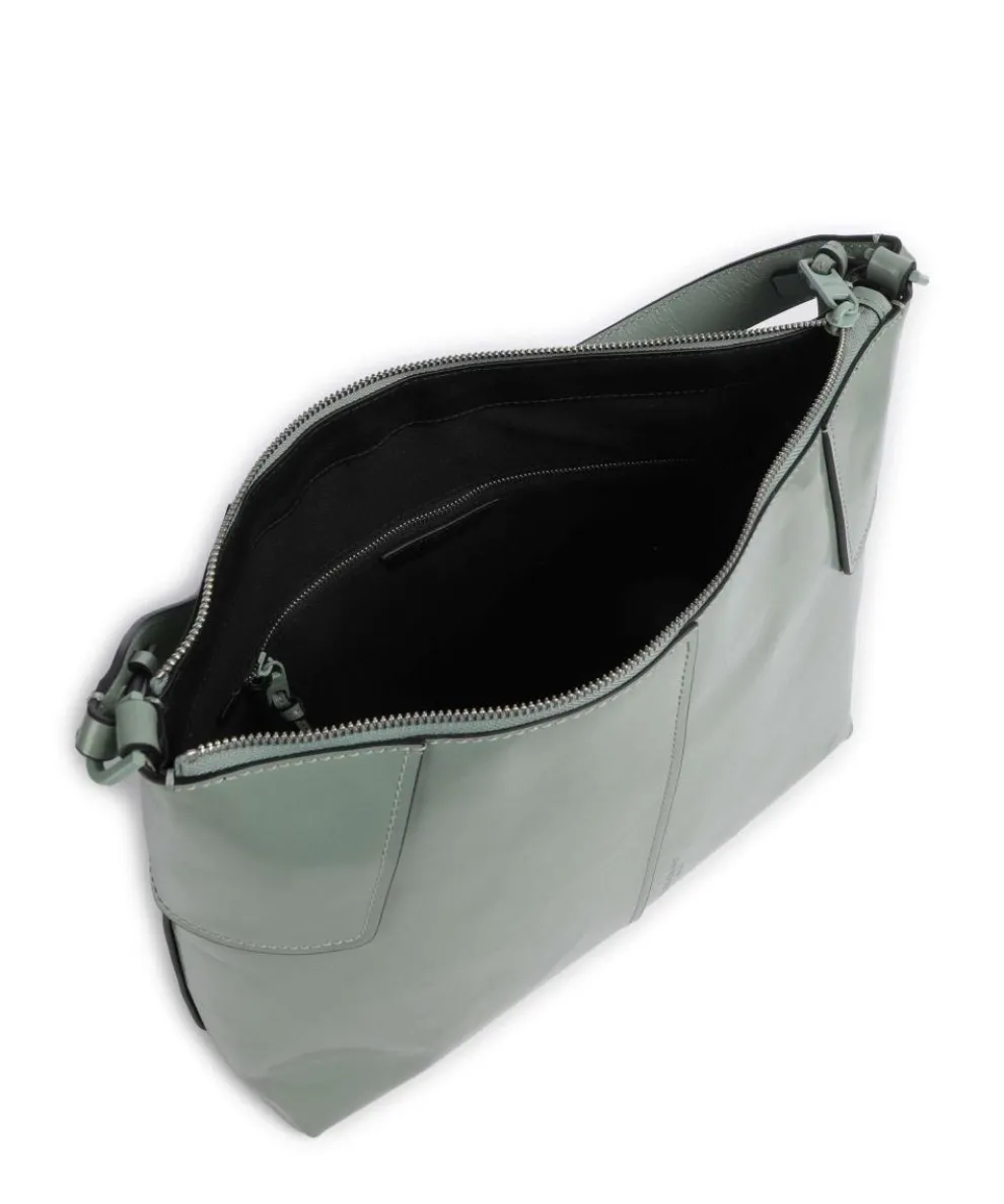 Mila Lack Distressed M Beuteltasche Rindsleder graugrün