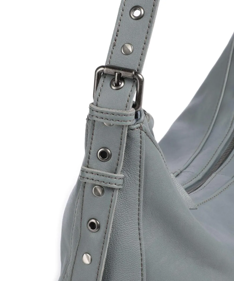 Me and My Bag Beuteltasche fein genarbtes Leder blaugrau