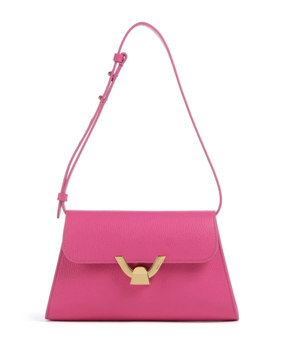 Dew Schultertasche genarbtes Rindsleder fuchsia