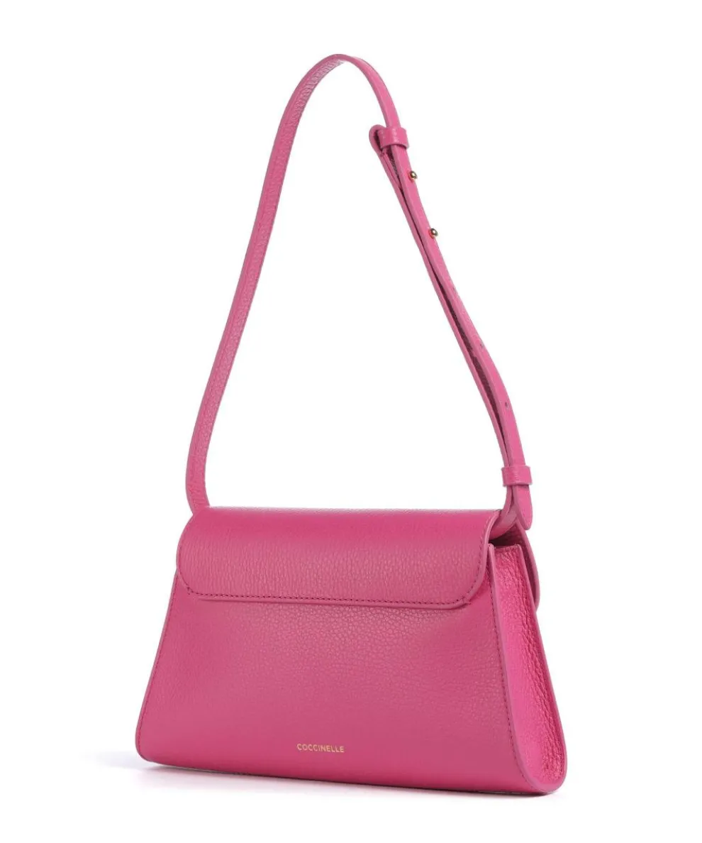 Dew Schultertasche genarbtes Rindsleder fuchsia