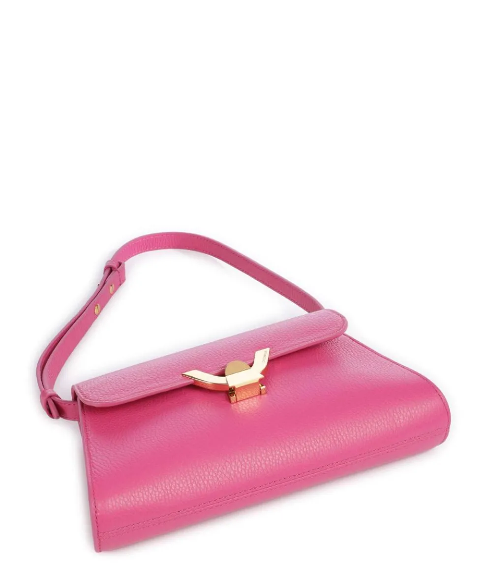 Dew Schultertasche genarbtes Rindsleder fuchsia
