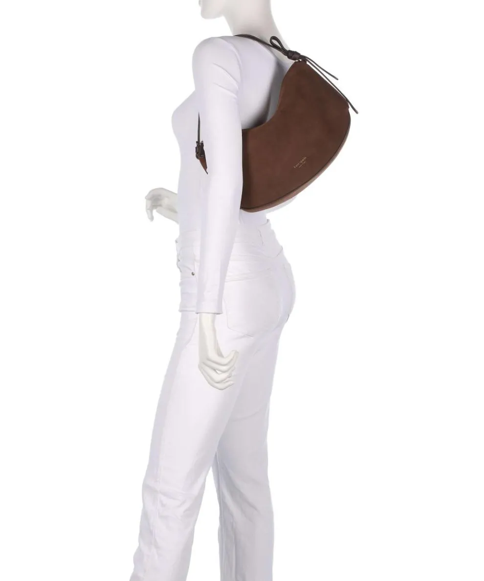 Loop Beuteltasche aufgerautes Leder dunkelbraun